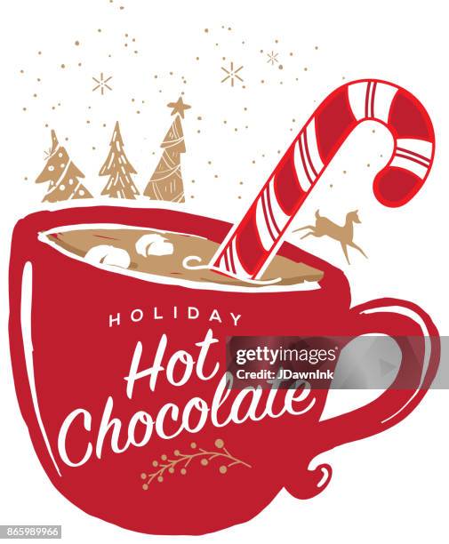 stockillustraties, clipart, cartoons en iconen met vakantie hot chocolate met mok groet ontwerp - hot chocolate