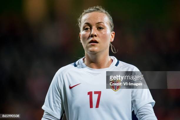 Kristine Minde of Norway during the FIFA Women's World Cup 2019 qualifying match between The Netherlands and Norway at the Noordlease Stadium on...