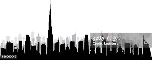 dubai (all buildings are complete and moveable) - dubai skyline stock illustrations