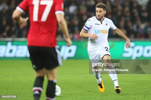 Angel Rangel of Swansea City during the Carabao Cup Fourth Round match between Swansea City and Manchester United at the Liberty Stadium on October...