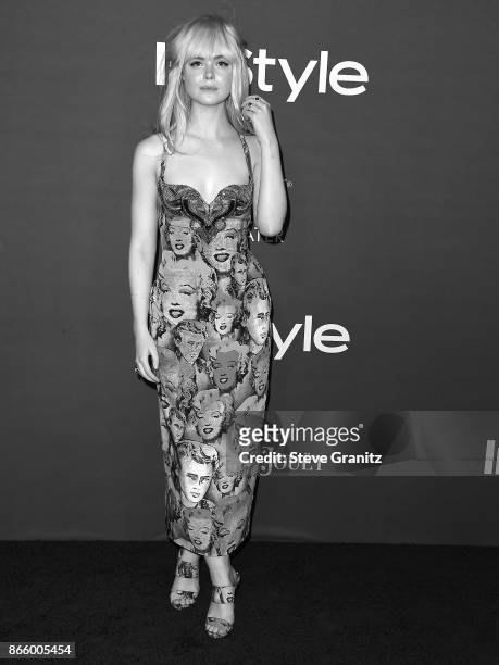 Elle Fanning arrive at the 3rd Annual InStyle Awards at The Getty Center on October 23, 2017 in Los Angeles, California.