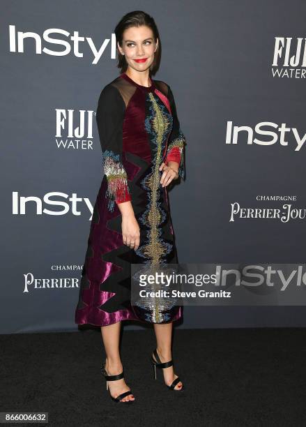 Lauren Cohan arrive at the 3rd Annual InStyle Awards at The Getty Center on October 23, 2017 in Los Angeles, California.