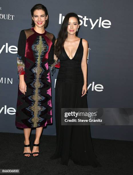 Lauren Cohan, Christian Serratos arrive at the 3rd Annual InStyle Awards at The Getty Center on October 23, 2017 in Los Angeles, California.