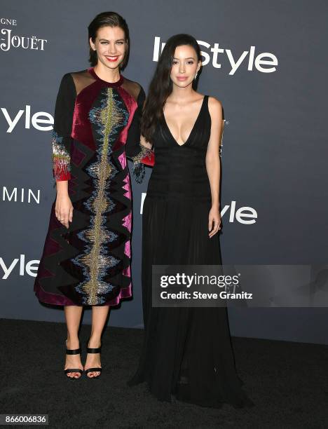 Lauren Cohan, Christian Serratos arrive at the 3rd Annual InStyle Awards at The Getty Center on October 23, 2017 in Los Angeles, California.