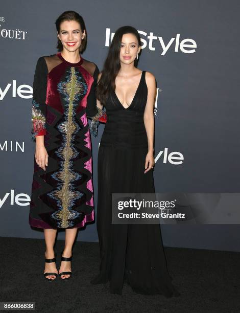 Lauren Cohan, Christian Serratos arrive at the 3rd Annual InStyle Awards at The Getty Center on October 23, 2017 in Los Angeles, California.