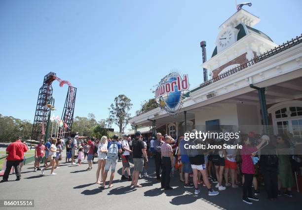 Visitors can be seen in this general view at Dreamworld on October 25, 2017 in Gold Coast, Australia. Four people were killed following an accident...