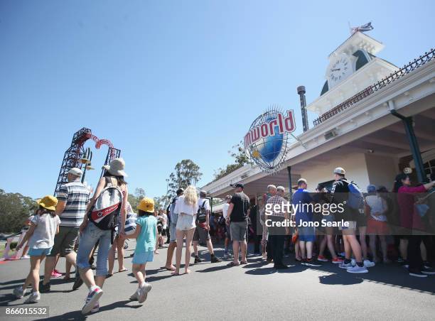 Visitors can be seen in this general view at Dreamworld on October 25, 2017 in Gold Coast, Australia. Four people were killed following an accident...
