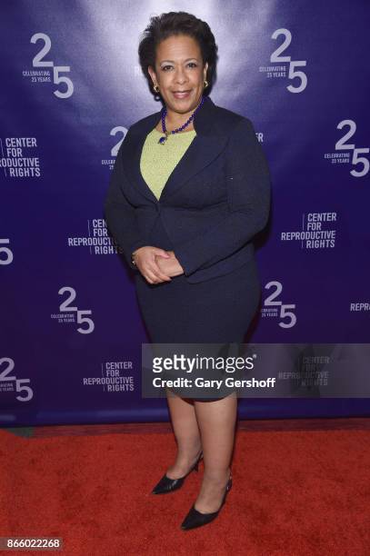Loretta Lynch attends The Center For Reproductive Rights Hosts 25th Anniversary Celebration on October 24, 2017 in New York City.