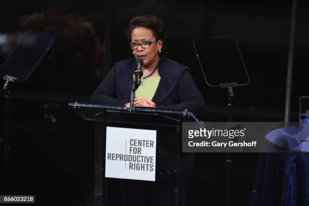 Loretta Lynch speaks at The Center For Reproductive Rights Hosts 25th Anniversary Celebration on October 24, 2017 in New York City.