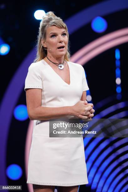 Mirja Boes performs on stage during the 21st Annual German Comedy Awards on October 24, 2017 in Cologne, Germany