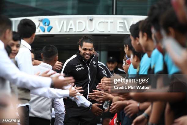 Kiwi's captain Adam Blair arrives for their Rugby League World Cup 2017 Team Welcome at Wynard Quarter on October 25, 2017 in Auckland, New Zealand.