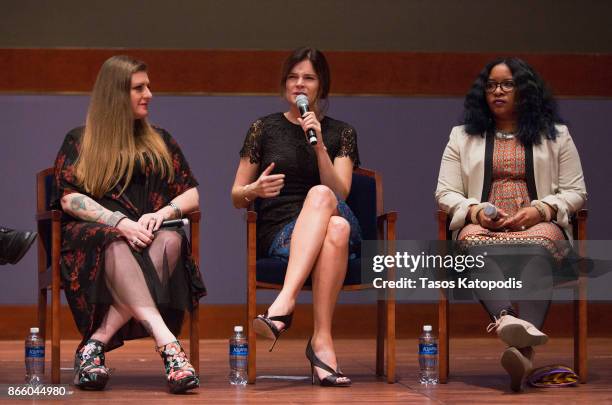 Melissa Mays, Betsy Brandt and Nayyirah Shariff attend the Lifetime Panel Discussion with Congressman Dan Kildee, "Flint" cast, executive producer...