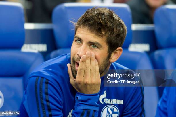 Coke of Schalke sits on the bench during the Bundesliga match between FC Schalke 04 and 1. FSV Mainz 05 at Veltins-Arena on October 20, 2017 in...