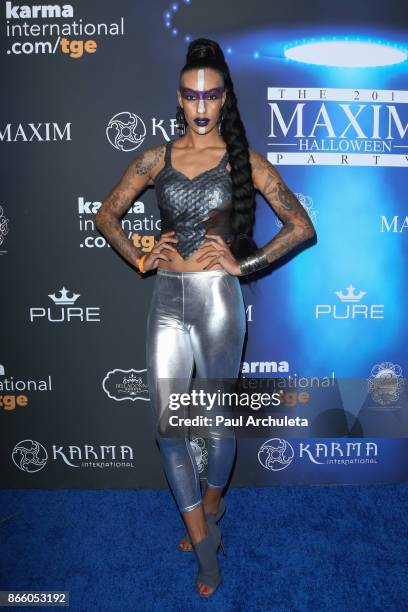 Fashion Model Azmarie Livingston attends the 2017 Maxim Halloween party at Los Angeles Center Studios on October 21, 2017 in Los Angeles, California.