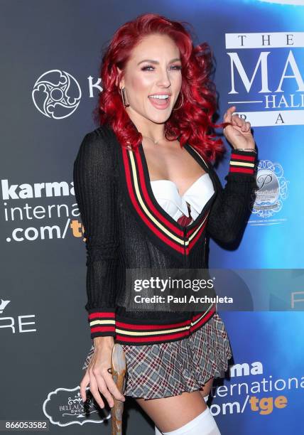 Dancer / TV Personality Sharna Burgess attends the 2017 Maxim Halloween party at Los Angeles Center Studios on October 21, 2017 in Los Angeles,...