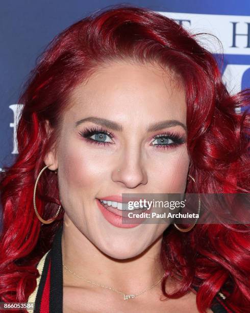 Dancer / TV Personality Sharna Burgess attends the 2017 Maxim Halloween party at Los Angeles Center Studios on October 21, 2017 in Los Angeles,...