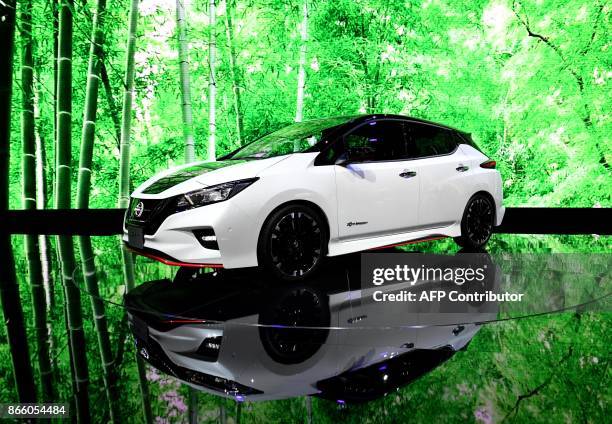 Nissan Leaf NISMO Concept vehicle is on display at the Tokyo Motor Show in Tokyo on October 25, 2017. The motor show which started October 25 will...