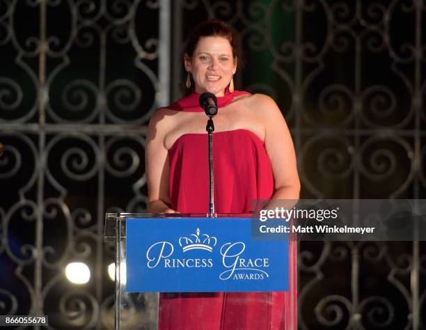 Executive Director Princess Grace Foundation-USA Toby Boshak speaks onstage at the 2017 Princess Grace Awards Gala Kick Off Event with a special...