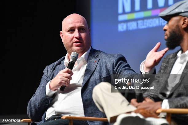 Executive producers Shawn Ryan and Aaron Rahsaan Thomas attend the New York Television Festival primetime world premiere of S.W.A.T. At SVA Theatre...