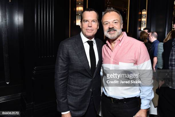 Scott Currie and Graham Norton attend The Launch of "Joan Rivers Confidential" published by Abrams at Maxwell's Chophouse on October 24, 2017 in New...