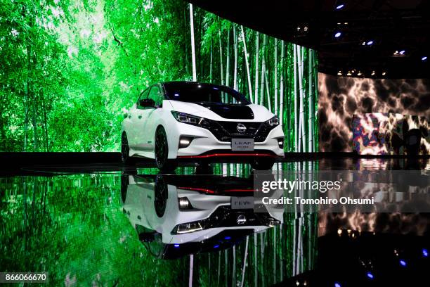 Nissan Motor Co.'s Leaf NISMO Concept vehicle is displayed during the Tokyo Motor Show at Tokyo Big Sight on October 25, 2017 in Tokyo, Japan. The...