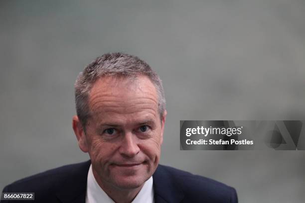 Leader of the Opposition Bill Shorten during House of Representatives question time at Parliament House on October 25, 2017 in Canberra, Australia....