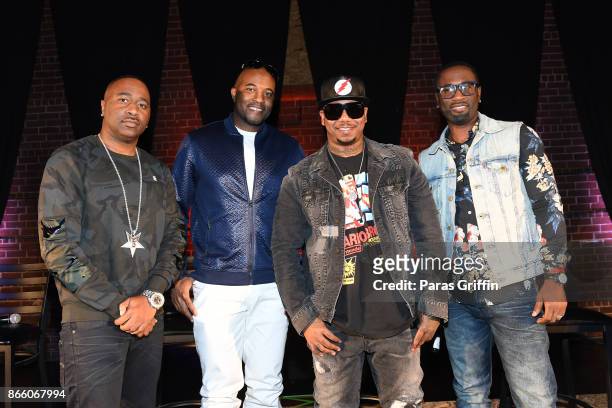 Marvin 'Slim' Scandrick, Daron Jones, Michael Keith, and Quinnes 'Q' Parker of 112 onstage at their album listening session at Crossover...