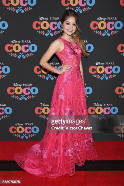 Karol Sevilla attends the "Coco" Mexico City premiere at Palacio de Bellas Artes on October 24, 2017 in Mexico City, Mexico.