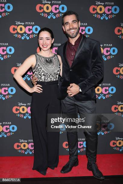 Ariadne Diaz and Marcus Ornelas attend the "Coco" Mexico City premiere at Palacio de Bellas Artes on October 24, 2017 in Mexico City, Mexico.