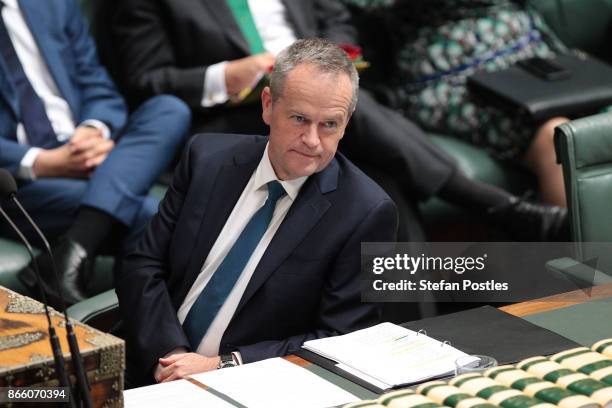 Leader of the Opposition Bill Shorten during House of Representatives question time at Parliament House on October 25, 2017 in Canberra, Australia....