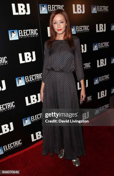 Actress Lindy Booth attends the premiere of Electric Entertainment's "LBJ" at ArcLight Hollywood on October 24, 2017 in Hollywood, California.