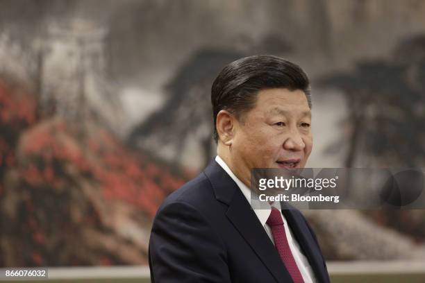 Xi Jinping, China's president and general secretary of the Communist Party of China, speaks during the unveiling of the Communist Party's new...
