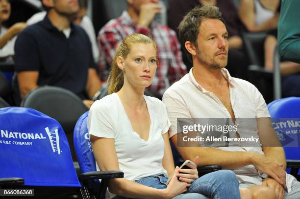 Actress/model Alyssa Sutherland attends a basketball game between the Los Angeles Clippers and the Utah Jazz at Staples Center on October 24, 2017 in...