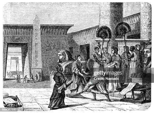 ptolemy i soter inaugurates the great library at alexandria - ptolemy stock illustrations