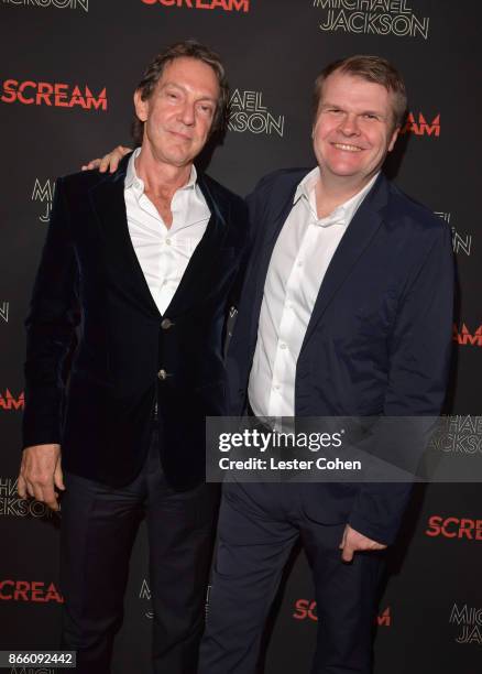 John Branca and CEO of Sony Music Rob Stringer attend Michael Jackson Scream Album Halloween Takeover at TCL Chinese 6 Theatres on October 24, 2017...