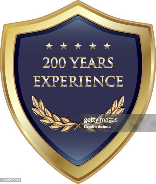 two hundred years experience gold shield - first class stock illustrations