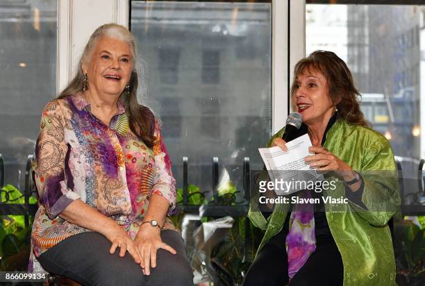 Actress Lois Smith and moderator Annette Insdorf speak during the "Marjorie Prime" special screening & reception at Anassa Taverna on October 24,...