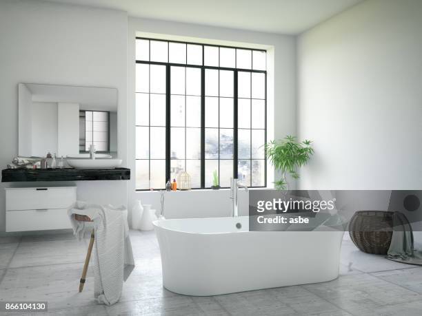 modern bathroom - domestic bathroom stock pictures, royalty-free photos & images