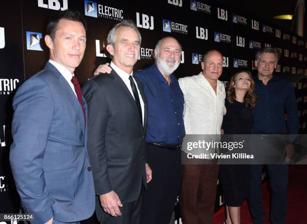 Jeffrey Donovan, Robert F. Kennedy Jr., Rob Reiner, Woody Harrelson, Jennifer Jason Leigh and Bill Pullman attend the Los Angeles Premiere of LBJ at...