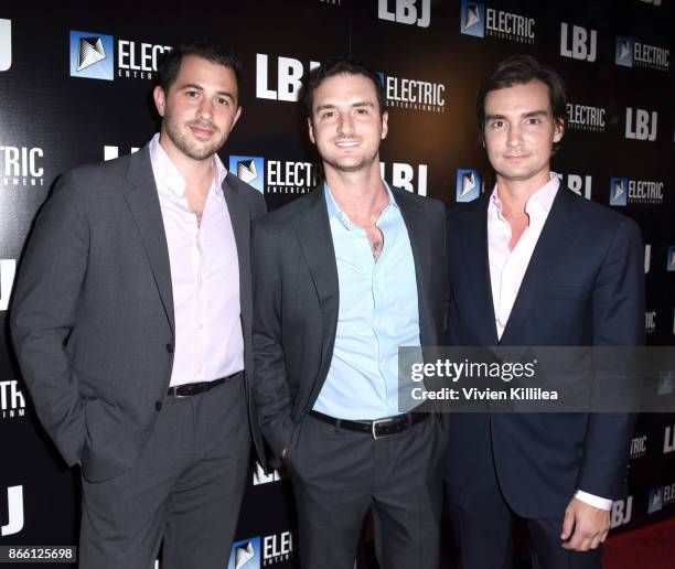 Allan Mandelbaum, Trevor White and Tim White attend the Los Angeles Premiere of LBJ at ArcLight Hollywood on October 24, 2017 in Hollywood,...
