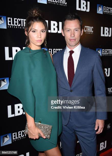 Michelle Woods and Jeffrey Donovan attend the Los Angeles Premiere of LBJ at ArcLight Hollywood on October 24, 2017 in Hollywood, California.