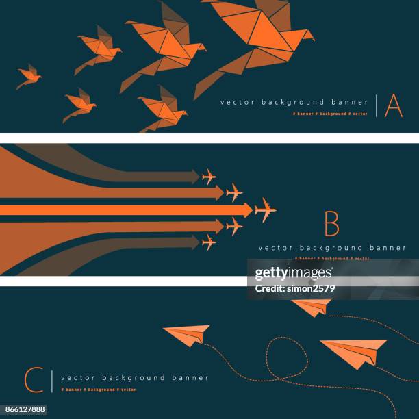 abstract background banner set - paper airplane pattern stock illustrations