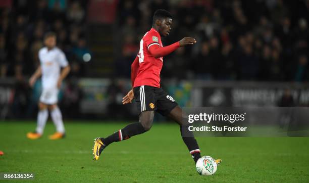Axel Tuanzebe of United in action during the Carabao Cup Fourth Round match between Swansea City and Manchester United at Liberty Stadium on October...