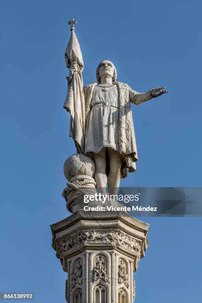 statue of columbus (madrid) - columbus statue stock-fotos und bilder
