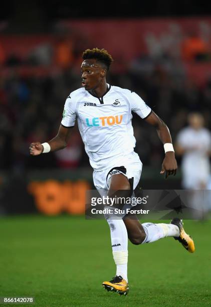 Tammy Abraham of Swansea in action during the Carabao Cup Fourth Round match between Swansea City and Manchester United at Liberty Stadium on October...
