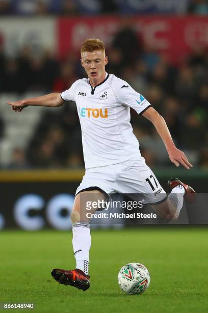 Sam Clucas of Swansea City during the Carabao Cup fourth round match between Swansea City and Manchester United at the Liberty Stadium on October 24,...