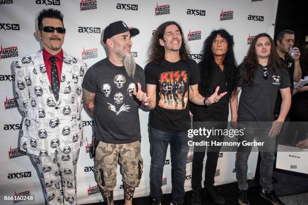 Jonathan Donais, Frank Bello, Charlie Benante, Joey Belladonna, Scott Ian and Charlie Benante of the band Anthrax attend the Loudwire Music Awards at...