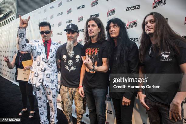 Jonathan Donais, Frank Bello, Charlie Benante, Joey Belladonna, Scott Ian and Charlie Benante of the band Anthrax attend the Loudwire Music Awards at...