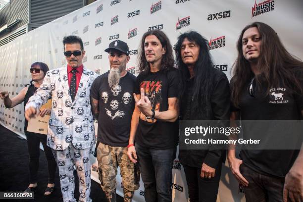 Jonathan Donais, Frank Bello, Charlie Benante, Joey Belladonna, Scott Ian and Charlie Benante of the band Anthrax attend the Loudwire Music Awards at...