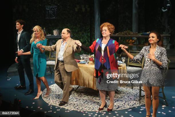 Pico Alexander, Sherie Rene Scott, Jason Alexander, Mary Testa and Aimee Carrero during the Opening Night curtain call at "The Portuguese Kid" at...